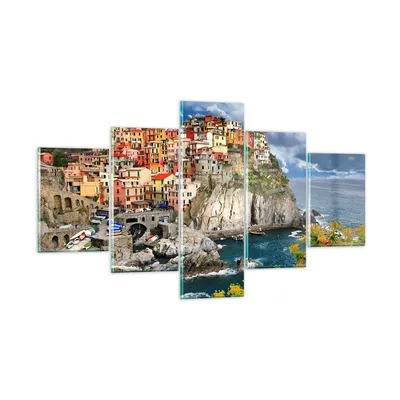 Produktbild von Bilder auf glas - Italien küste felsen landschaft - 125x70cm - Glasbilder - Wandbilder - Kunstdruck - zum Aufhängen bereit - Wanddekoration aus Glas - Glas Bilder - Wandbild auf Glas - GEA125x70-2710