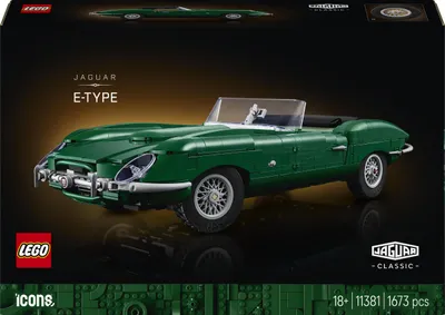 Productafbeelding van LEGO Icons Jaguar E-Type - Klassiek sportwagenmodel voor volwassenen - Met zes-in-lijn motor en accessoires - 3D decoratie voor plank of woonkamer - Verzamelingsobject en cadeau voor autoliefhebbers - 11381