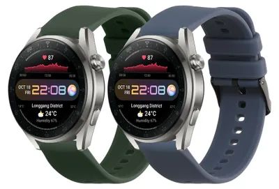 Produktbild von kwmobile 2x Uhrenarmband für Huawei Watch 4 Pro / Watch 4 / Watch 3 Pro / Watch 3 Armband - Fitnesstracker Band Set aus TPU Silikon - Ersatzarmband