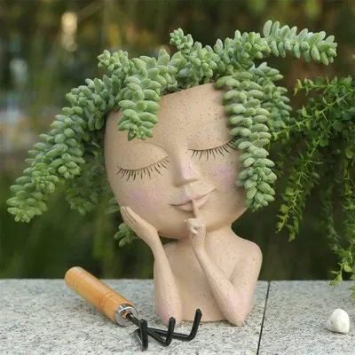 Immagine prodotto di Vaso da fiori in Vetroceramica - Decorazione da giardino unica - Per interni ed esterni - 1 pezzo - Grigio chiaro