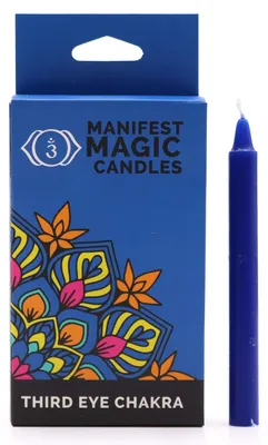Produktbild von Absichtskerzen 12er-Set Drittes Auge Chakra blaues Ritual