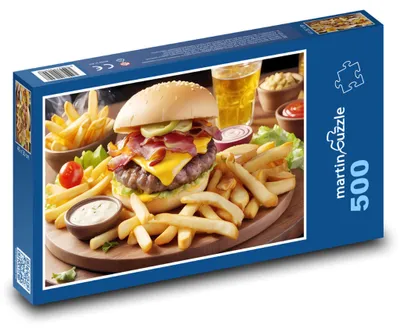 Obrázok produktu pre Puzzle 500 Šťavnatý burger a chrumkavé hranolky - martinpuzzle