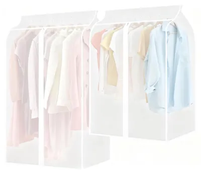 Produktbild von Kleiderständerhülle mit Reißverschluss, transparente Kleiderhülle, Staubschutzhülle, Schutzhülle, Kleiderständer, Kleiderständerhülle für Anzüge, wasserabweisend, 50 x 60 x 120 cm