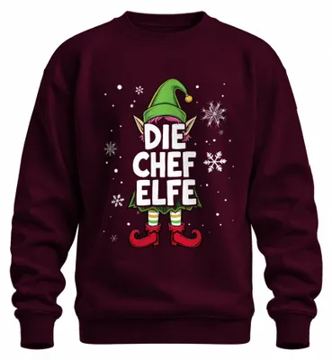 Obrázok produktu pre DIE CHEF ELFE Vianočný elf Vianočný elf snehové vločky uni mikina, bordová, L