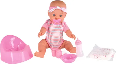 Produktbild von My beautiful Dollsroom Baby Puppe mit Trink- und Pipi Funktion 43cm inklusive  9 Zubehörteile