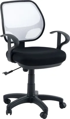 Produktbild von Kinderdrehstuhl COOL höhenverstellbar & schwenkbar, schwarz/weiß – mit Wippmechanik, gepolsterte Sitzfläche, atmungsaktiver Netzrücken, Armlehnen und Rollen [max. Belastbarkeit 100 kg]