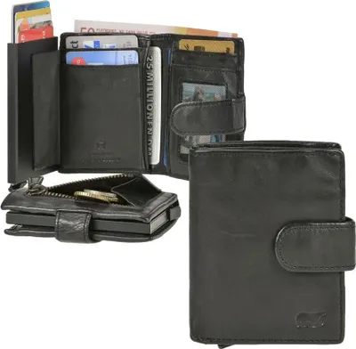Produktbild von Bear Design Kartenetui Geldbörse Leder schwarz mit RFID Schutz Geldbeutel Portemonnaie Minibörse mit Münzfach CL15689-black