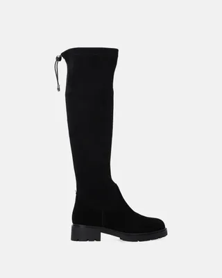 Produktbild von Gefütterte Damenstiefel aus schwarzem Wildleder und Stoff, Größe 38