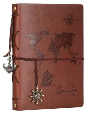 Produktbild von Fotoalbum Scrapbook Weltkarte Leder Fotobuch 60 Seiten Braun 22x27,3CM