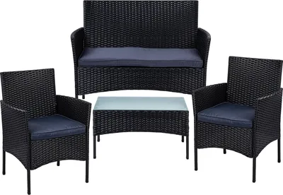Produktbild von Lounge Set 4tlg. Balkon Möbel Gartengruppe Sitzgarnitur Sitzgruppe Polyrattan