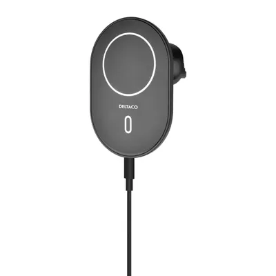 Immagine prodotto di Caricabatteria da auto wireless Deltaco con chiusura magnetica da 15 W - nero