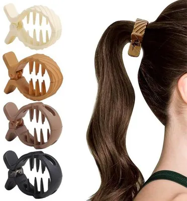 Produktbild von Haarspangen für Damen – 4 Stück – Hochwertiger Pferdeschwanzhalter – Rutschfest – Modisch – Einfache Pferdeschwanz-Spange – Metall-Haarspangen mit Strass – Haaraccessoires