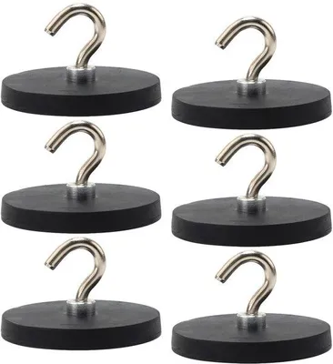 Produktbild von Azomor® Schwarze Magnethaken Set von 6 für schwere Aufhängelösungen im Haus und Büro