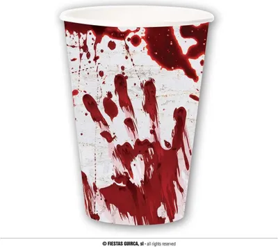 Obrázek produktu pro Párty kelímky - krev - krvavé otisky - Halloween - 355 ml - 6 ks