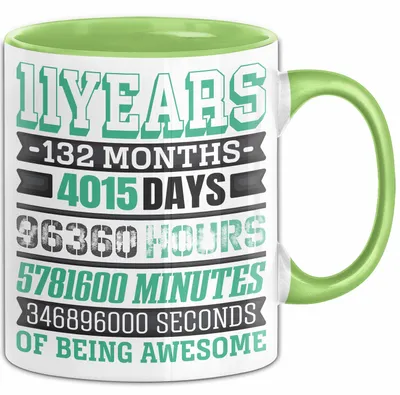 Produktbild von 11. Geburtstag Tasse Geschenk Jungs Mädchen Becher Lustig (Grün)