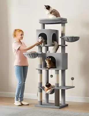 Produktbild von Feandrea Kratzbaum groß, XL, mehrstöckiger Katzenbaum mit Höhlen und Liegemulden