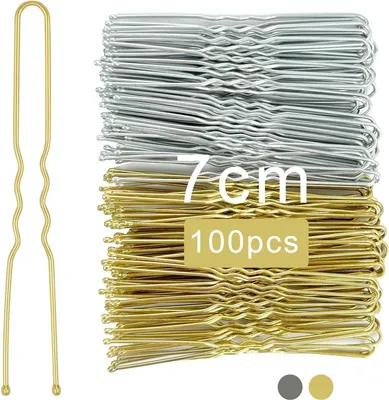 Produktbild von Haarnadeln Silber Gold 100 Stück U-Förmige Bobby Pins 7cm