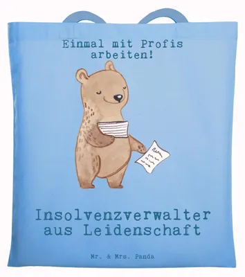 Produktbild von Mr. & Mrs. Panda Schultasche Insolvenzverwalter Leidenschaft - Sky Blue - Geschenk, canvas tasche, Laptoptasche, Tragetasche, Jutebeutel, Stoffbeutel