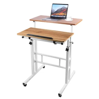 Produktbild von Schreibtisch Computertisch mit Rollen 60 x 60 cm mit neigbar Tischplatte höhenverstellbarer