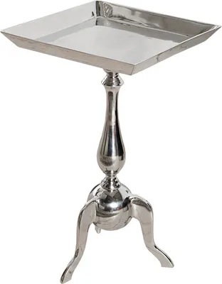 Produktbild von Filigraner Beistelltisch TRAYFUL 55cm silber Aluminium Tablett-Tisch Wohnzimmertisch Kaffeetisch Couchtisch