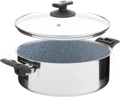 Produktbild von Cerammax Pro Comfort Stielkasserolle mit Deckel, Durchmesser 26 cm, Volumen 4,5 l, Keramikoberfläche grauer Granit