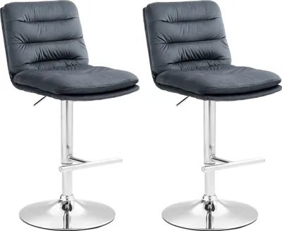 Produktbild von CLP 2er Set Barhocker Damar Samt höhenverstellbar und drehbar dunkelgrau Gestell Farbe chrom