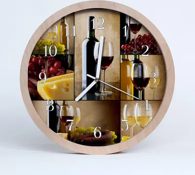 Produktbild von Holzuhr 20fi cm wanduhr - Eine Flasche Wein Küche