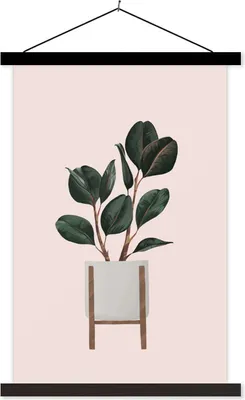 Produktbild von MuchoWow® Textilposter Pflanzen - Blumentopf - Pastell 120x180 cm mit schwarzem Rahmen - Fotos