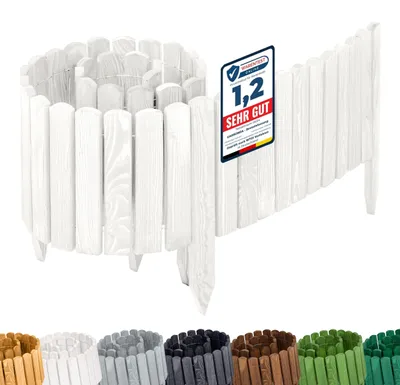 Produktbild von Garronda Rasenkante Holz Beeteimfassung imprägniert 200 cm x 30 cm Flexibler Rollborder Zaun für Garten GD-0109 (Weiß, Höhe: 30 cm)