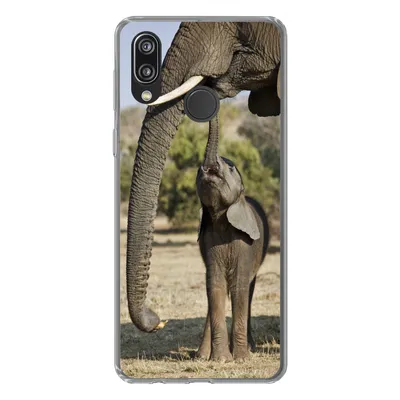 Produktbild von MuchoWow® Handyhülle Schutzhülle Hülle für Huawei P20 Lite (2020) Elefant - Tiere - Gras - Natur Silikon Softcase Handy Hülle - Kartenhalter