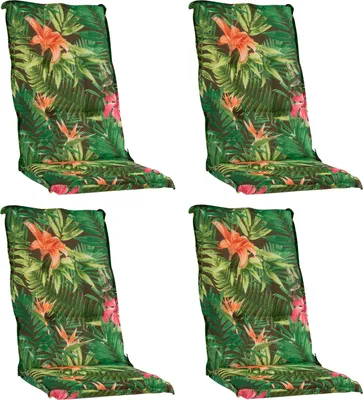 Produktbild von Gartenstuhlauflagen - Grün - Hochlehner - Dschungelmotiv - 4er Set