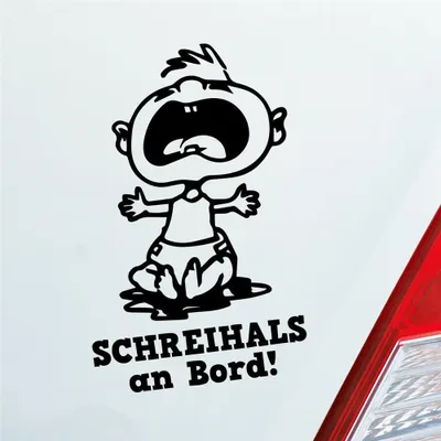 Produktbild von Auto Aufkleber Schreihals an Bord! Baby Kind Junge Mädchen 15x9 cm Schwarz Matt Sticker Heckscheibenaufkleber