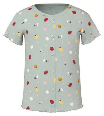 Produktbild von NAME IT Mädchen Nmfvemia AOP Ss Slim Top, Pale Aqua, 104