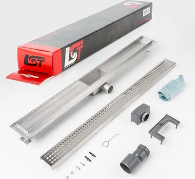 Produktbild von Duschrinne Quadrate 800 x 70 mm höhenverstellbar Duschablauf Duschrost gelocht