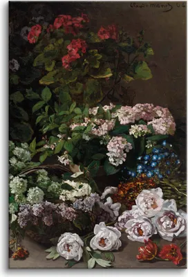 Produktbild von Frühlingsblumen, Leinwandbild, Reproduktion eines Gemäldes von Claude Monet, 80x120 cm
