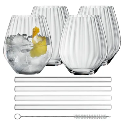 Produktbild von Spiegelau Nachtmann Gin Tonic Glas 4 St. 625 ml + Strohhalme und Pinsel