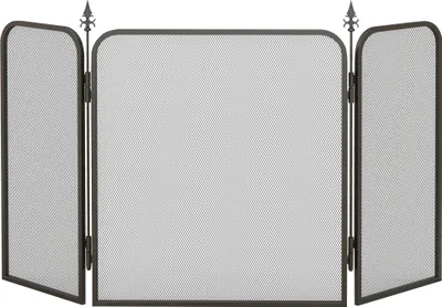 Produktbild von Kaminschutzgitter – Faltbares Kamingitter mit 3 Paneelen – Funkenschutzgitter für Wohnzimmer – Schlafzimmer – Metall – 96 x 56 cm – Schwarz