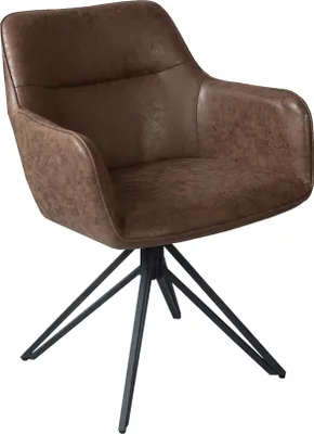 Produktbild von Esszimmer Drehstuhl, Kunstlederbezug Wildlederoptik Braun Metallgestell PITT