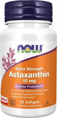 Produktbild von Now Foods Astaxanthin 10mg (30 softgels) Unflavoured - Vitamine,  Mineralien & Gesundheit - Kräuter