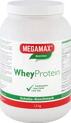 Produktbild von MEGAMAX Nutrition Whey Protein Pulver Schoko-Geschmack, 1200 g Pulver
