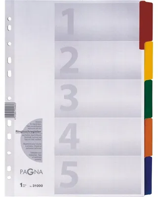 Image de PAGNA Répertoire A4 5pcs. Tabe 5 couleurs blanc