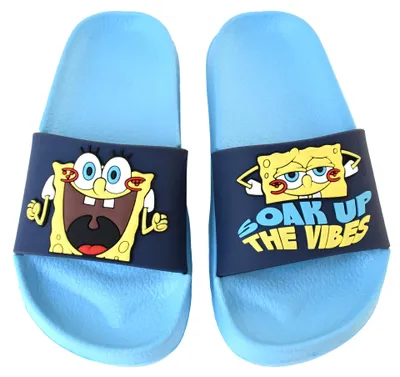 Produktbild von Spongebob Schwammkopf 3D Badelatschen für Jungen - Soak up the Vibes Kinder Badeschlappen Schlappen Badesandalen rutschfest blau 27-28