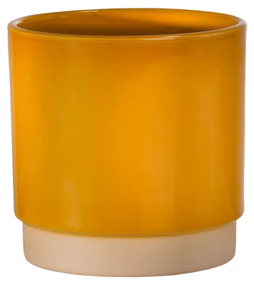 Produktbild von Dehner Übertopf Eno, runder Indoor Blumentopf, Ø außen 16.5 cm / innen 15 cm, Höhe 16 cm, Keramik glasiert, gelb