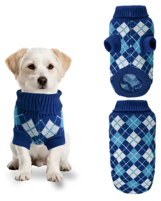 Immagine prodotto di Maglione per cani, color blu, con colletto a dolcevita, taglia XS