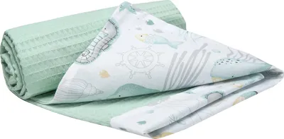 Produktbild von Babydecke für babys Baumwolle Waffle, 75x100, Ozean