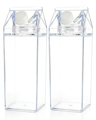 Produktbild von Set aus 2 Transparenten Milchbechern, Auslaufsichere Wasserflaschen (1000 ml)