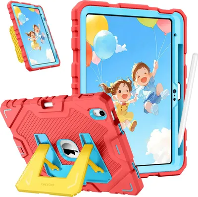 Produktbild von Fintie Kinder Hülle für iPad 11. Generation 2025 11 Zoll (A16), iPad 10. Generation 10.9 Zoll 2022 - robuste, stoßfeste Ganzkörper-Schutzhülle mit integriertem Ständer für Kinder, Pink/Gelb