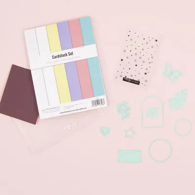 Bastelset Scrapbooking mit Papier & Stanzformen, 36 Blatt