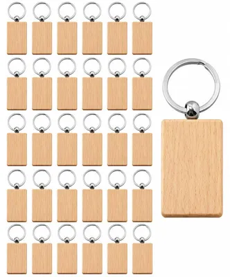 Produktbild von Holz-Schlüsselanhänger Rohlinge 30 Stück, 4 cm Rund, Blanko Anhänger, Schlüsselanhänger personalisiert  aus Buchenholz, DIY Zum Bemalen & Gravieren