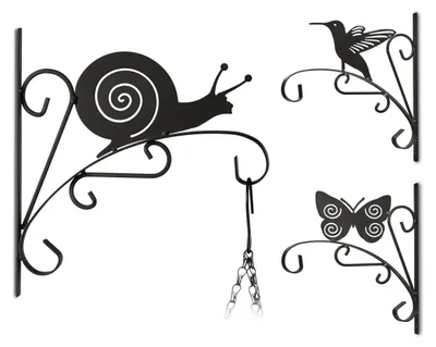 Produktbild von Relaxdays Blumenhaken mit Tier-Motiv, Blumenampelhalter für Wand, Metall Garten-Deko, HBT: 30 x 27,5 x 2cm, schwarz